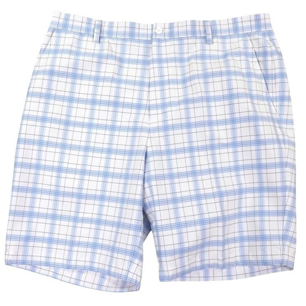 FootJoy Golf Short Men 40 White Blue Plaid Performance Stretch Check Lightweight